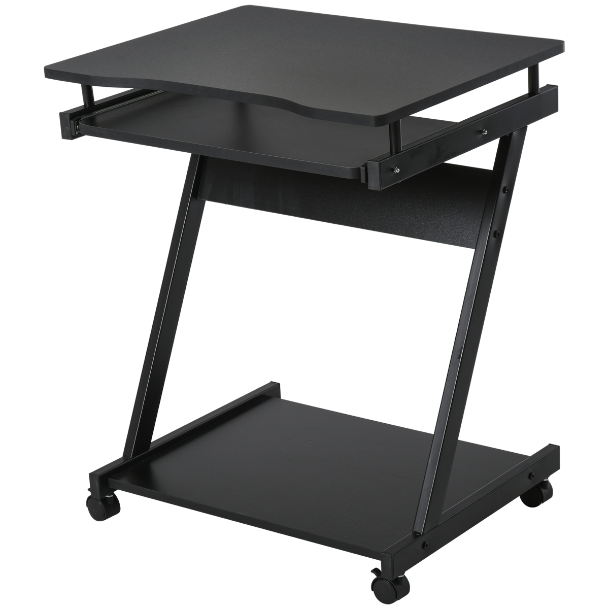 Movable Computer Desk with 4 Moving Wheels Sliding Keyboard Tray Black