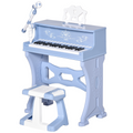 HOMCOM 37-key electric keyboard piano with microphone and stool, designed as an educational musical toy for children.