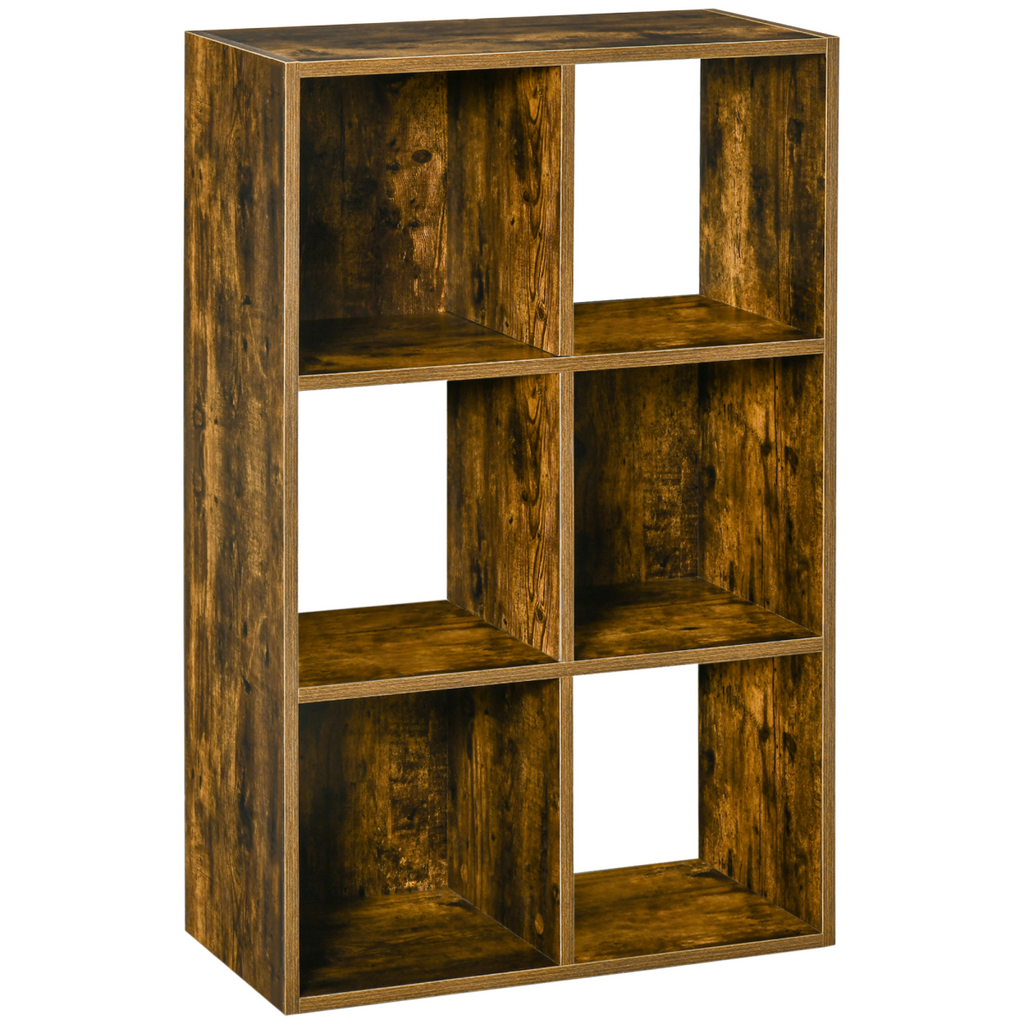 HOMCOM Industrial Style Storage Shelf, Bookcase, Bookshelf, Rustic Brown