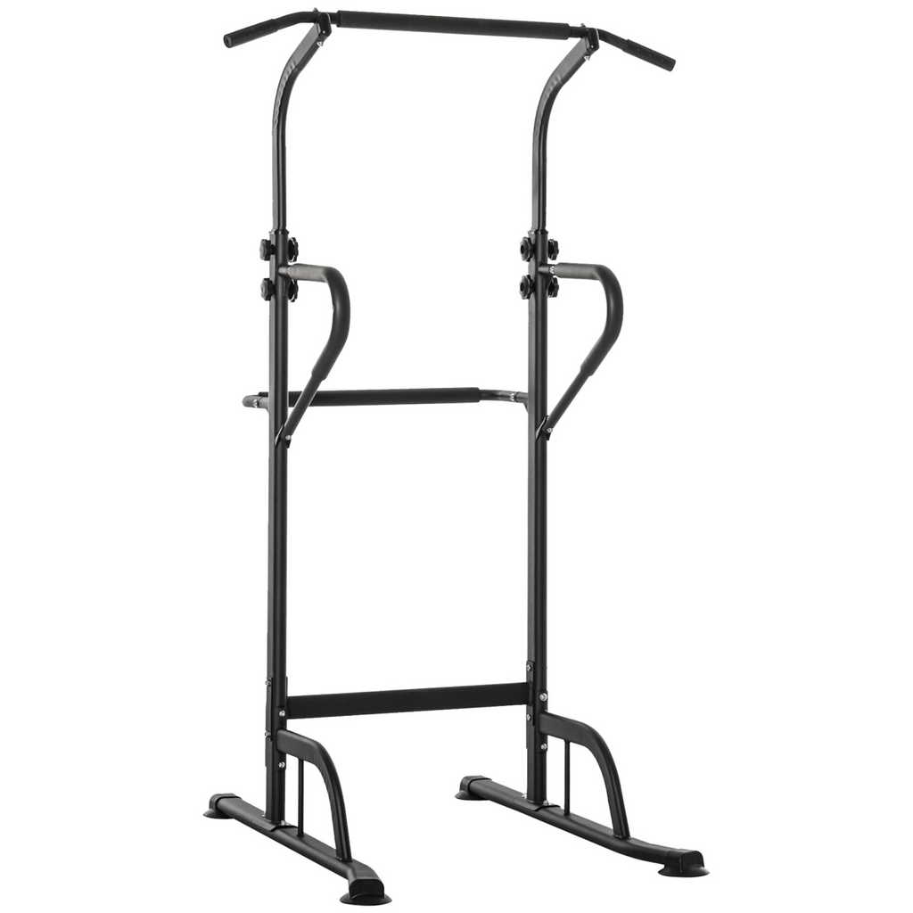 HOMCOM Power Tower Dip Station with pull-up bar and push-up equipment for a versatile home gym setup.