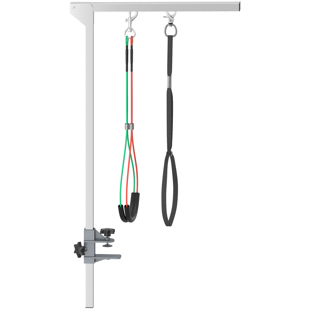 Adjustable foldable pet grooming arm with clamp, designed for medium dogs, showcasing durable construction and ease of use.