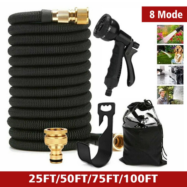 Heavy Duty 25FT Expandable Garden Hose Pipe Flexible With Water Spray Gun UK