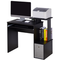Computer Desk with Sliding Keyboard Tray Storage Drawer Shelf  Black