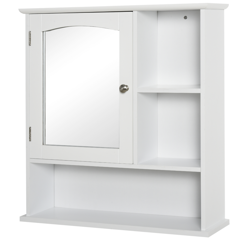 Wall Mount Mirror Cabinet - Bathroom Storage with Single Door & Glass Cupboard