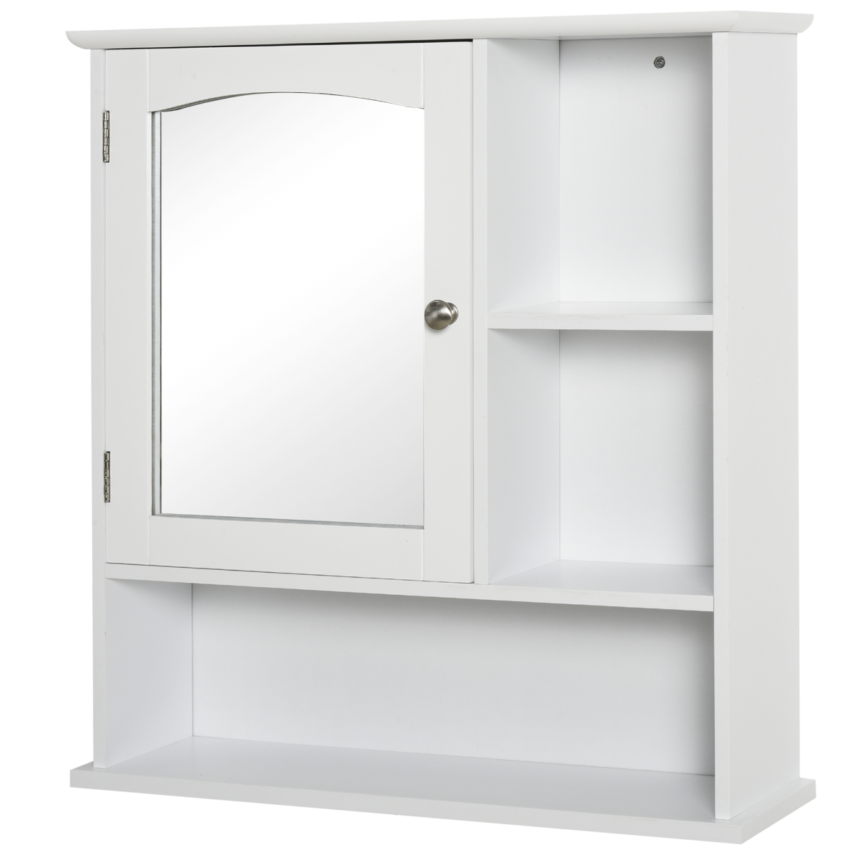 Wall Mount Mirror Cabinet - Bathroom Storage with Single Door & Glass Cupboard