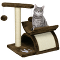 Pawhut cat tree with plush scratching posts, top bar tunnel, and dangling ball for kitty play and activity.