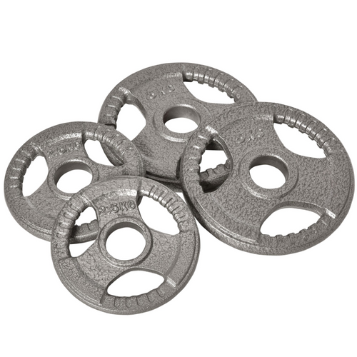 2" Olympic weight plates set by Unbranded, featuring two 5kg and two 2.5kg plates for strength training.