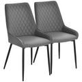 Set of 2 grey quilted PU leather dining chairs with metal frame by HOMCOM, showcasing modern design and comfort.