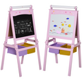 Kids wooden art easel with paper roll and double-sided chalkboard by FunZone, designed for creative play and artistic expression.