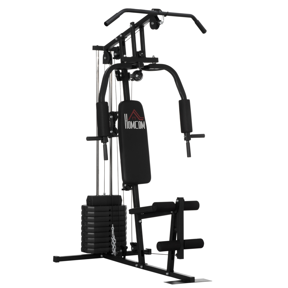Multifunction home gym machine with 45kg weights for full body workouts, featuring adjustable components and a sturdy design.