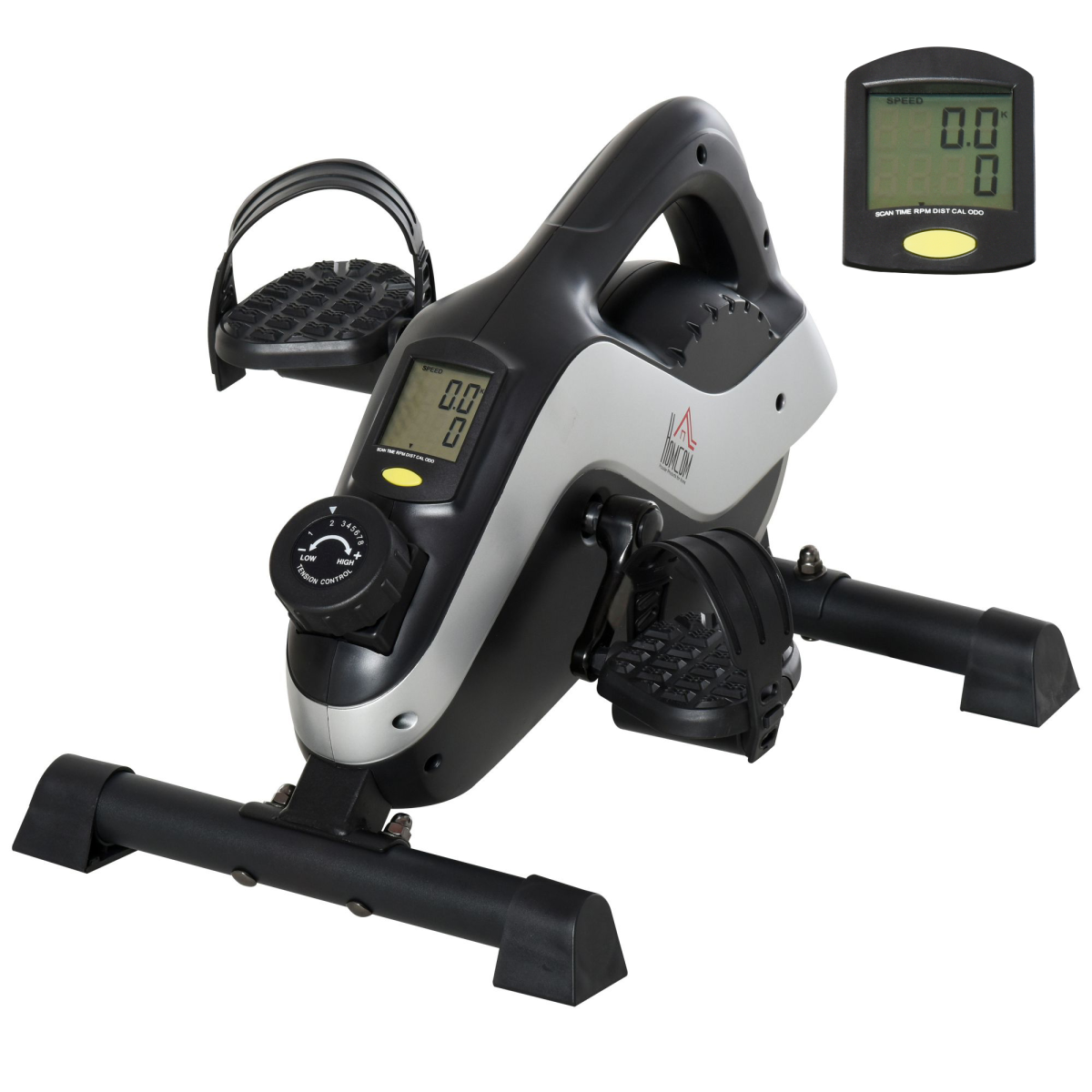 Mini exercise bike with 8 levels of magnetic resistance and LCD display, ideal for home workouts and fitness routines.