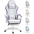 Vinsetto purple racing style gaming chair with reclining feature and footrest, upholstered in faux leather.