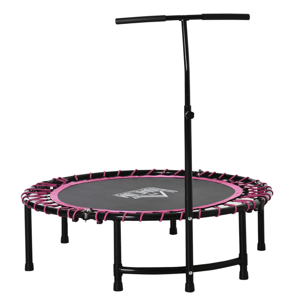 40" Mini Trampoline by ActiveGear with adjustable handle, suitable for indoor and outdoor fitness, in pink color.