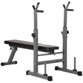 Adjustable foldable weight bench with barbell rack and dip station by ActiveGear, featuring a sturdy design and versatile setup.