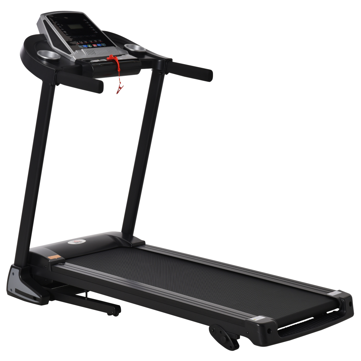 Folding electric treadmill with incline, LED display, and ActiveGear branding for running at 12km/h.
