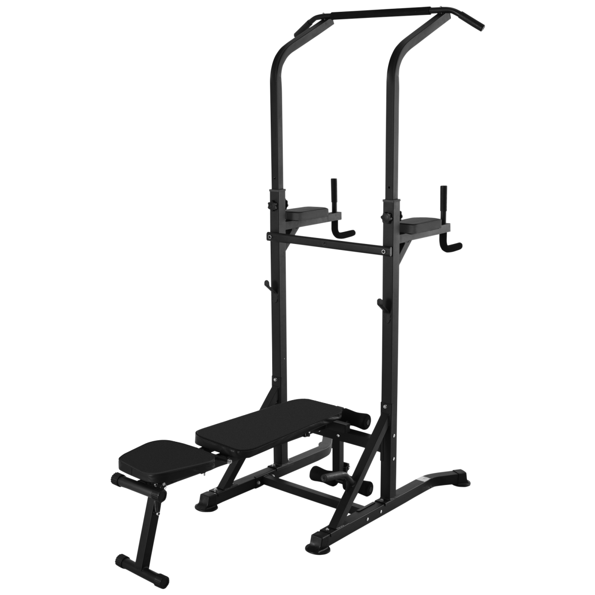 Adjustable folded dip stands for pull-ups and sit-ups, featuring a sturdy design for versatile fitness workouts.