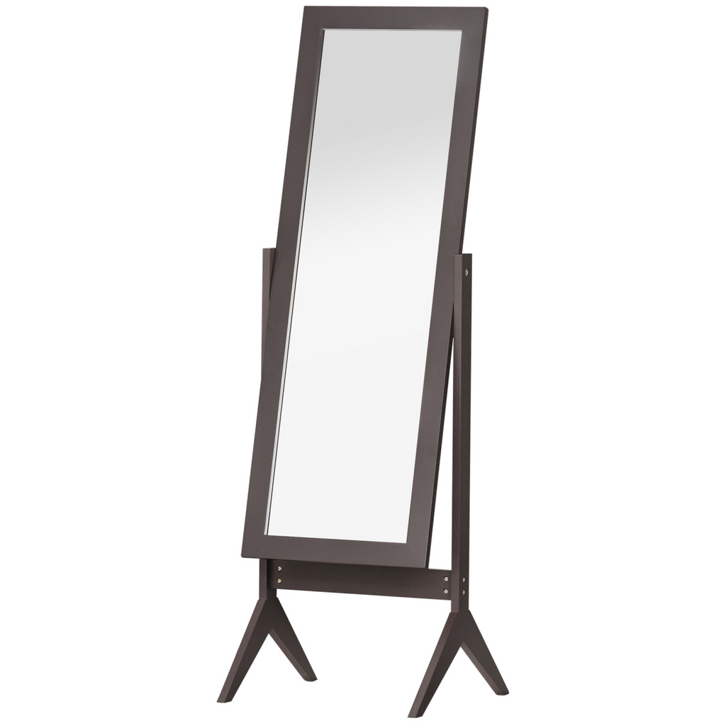 Freestanding Dressing Mirror 148x47cm Adjustable Angle Dark Brown Frame