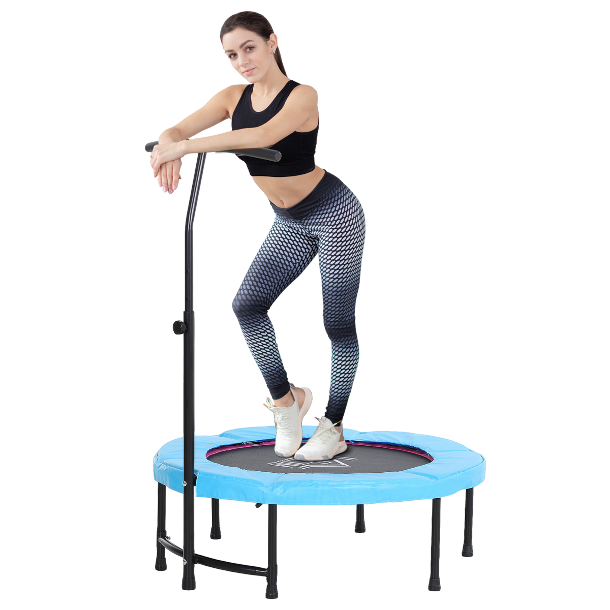 40" Mini Trampoline with adjustable handle, suitable for kids and adults, designed for fitness and rebound exercises.