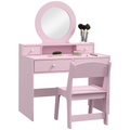 AIYAPLAY Kids Dressing Table Set in pink with stool, mirror, and drawers, perfect for imaginative play.