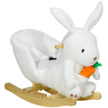 HOMCOM kids rabbit-shaped rocking horse with realistic sounds and safety belt in white color, perfect for playful rides.