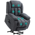 Dark grey HOMCOM heavy-duty riser and recliner chair with massage function, designed for elderly comfort and support.