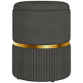 Grey velvet round storage pouffe by HOMCOM with cushioned top and hidden space for versatile home organization.