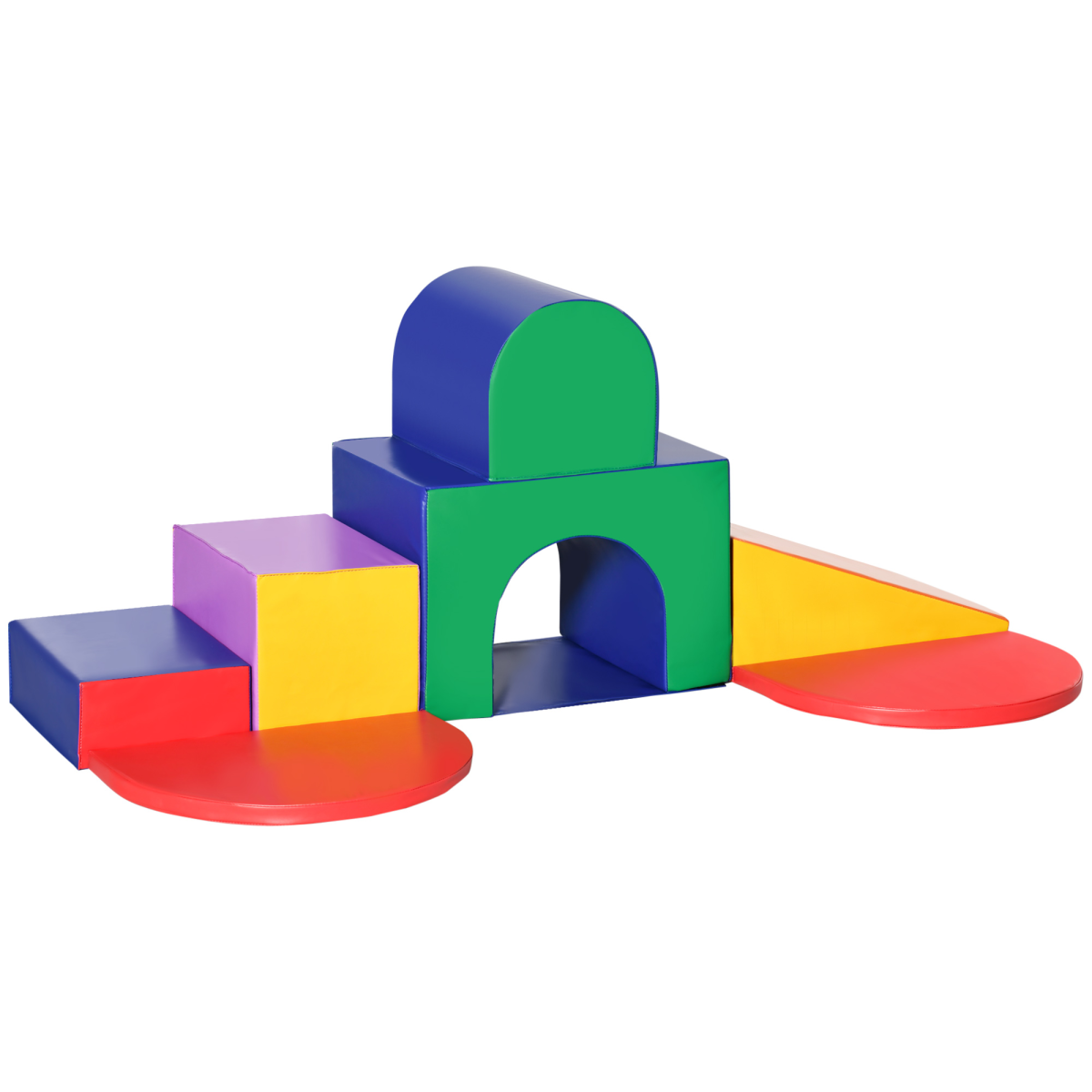 7-piece foam soft play set for toddlers, featuring colorful climbers and structures for ages 12-36 months.
