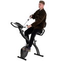 2-in-1 upright exercise bike in black with 8-level adjustable resistance and pulse sensor for home workouts.