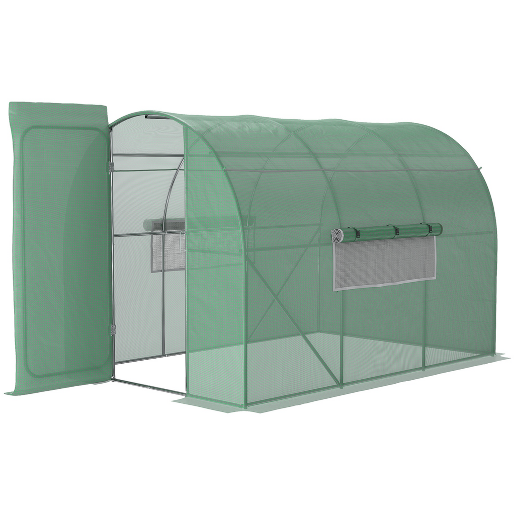 Outsunny 3 x 2M reinforced walk-in polytunnel greenhouse with a sturdy steel frame in a garden setting.