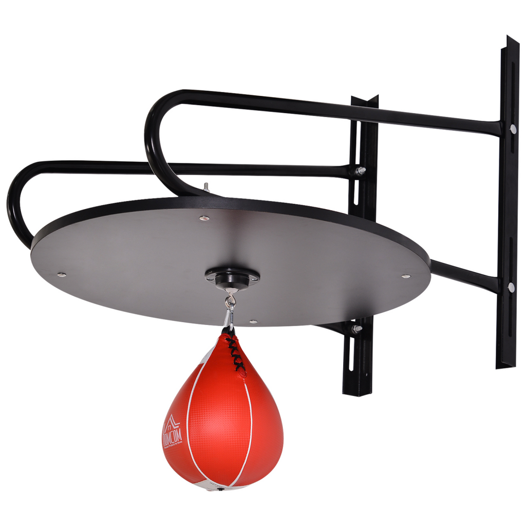 Wall-mounted Speed Bag Platform Kit with punching ball hanging set by ActiveGear, showcasing sturdy construction and design.