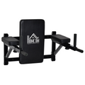 Wall mounted gym rack dip station with pull-up bar and knee leg raise equipment for strength training. ActiveGear brand.
