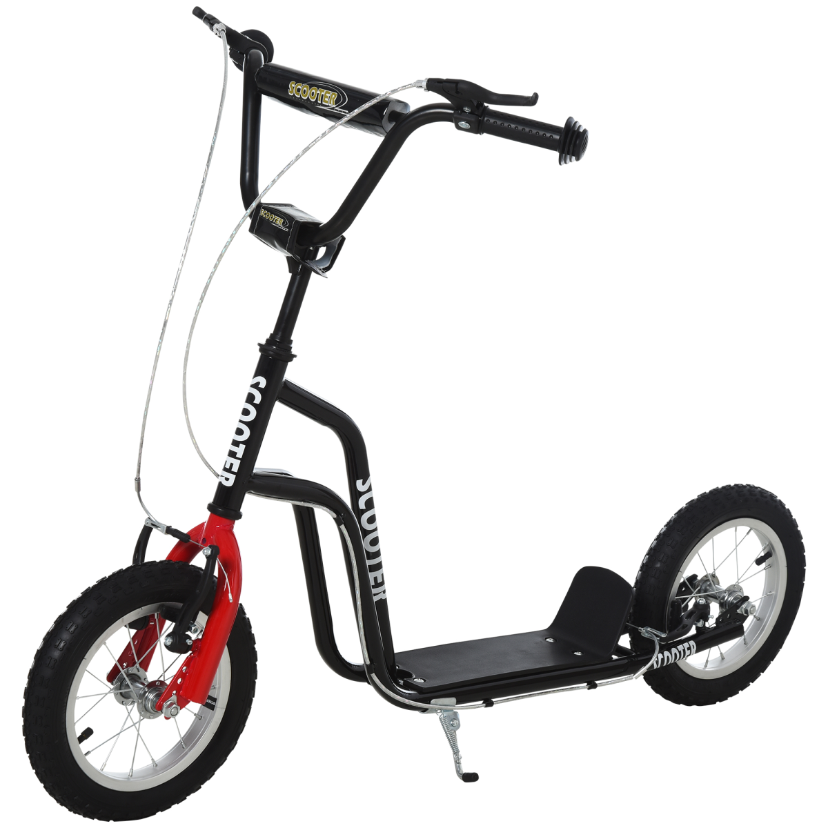 Kids Kick Scooter with adjustable black handlebar, inflatable wheels, suitable for ages 5 and up by FunZone.