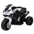 Black BMW licensed electric kids ride-on motorcycle by HOMCOM with headlights and music features.