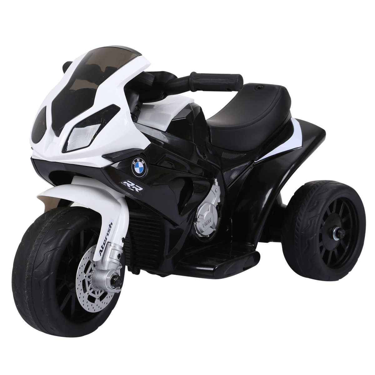 Black BMW licensed electric kids ride-on motorcycle by HOMCOM with headlights and music features.
