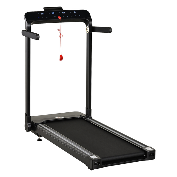 Black 1.85HP foldable electric treadmill with safety lock and LED screen by ActiveGear.