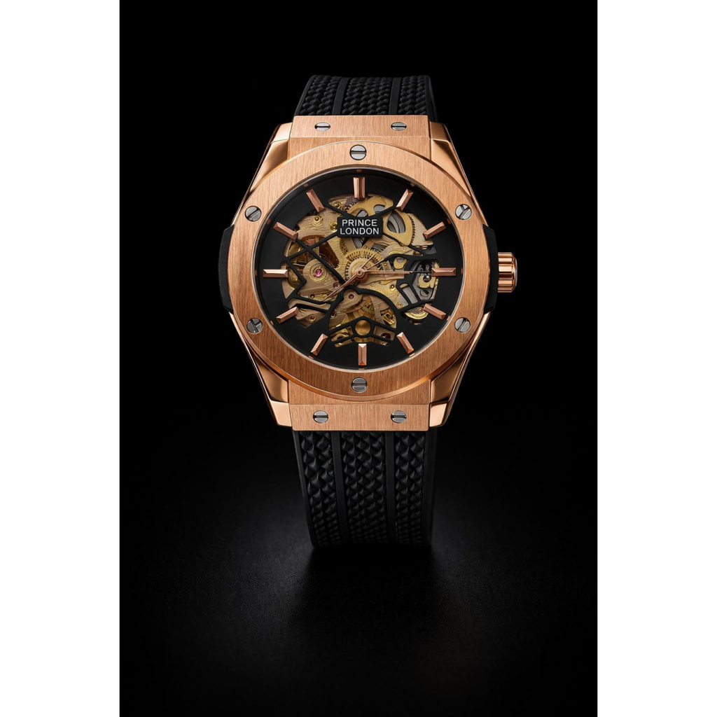 NYL Mens Fashion Automatic Rubber Mechanical Dial Analogue Silver Rubber Strap Watch NY London