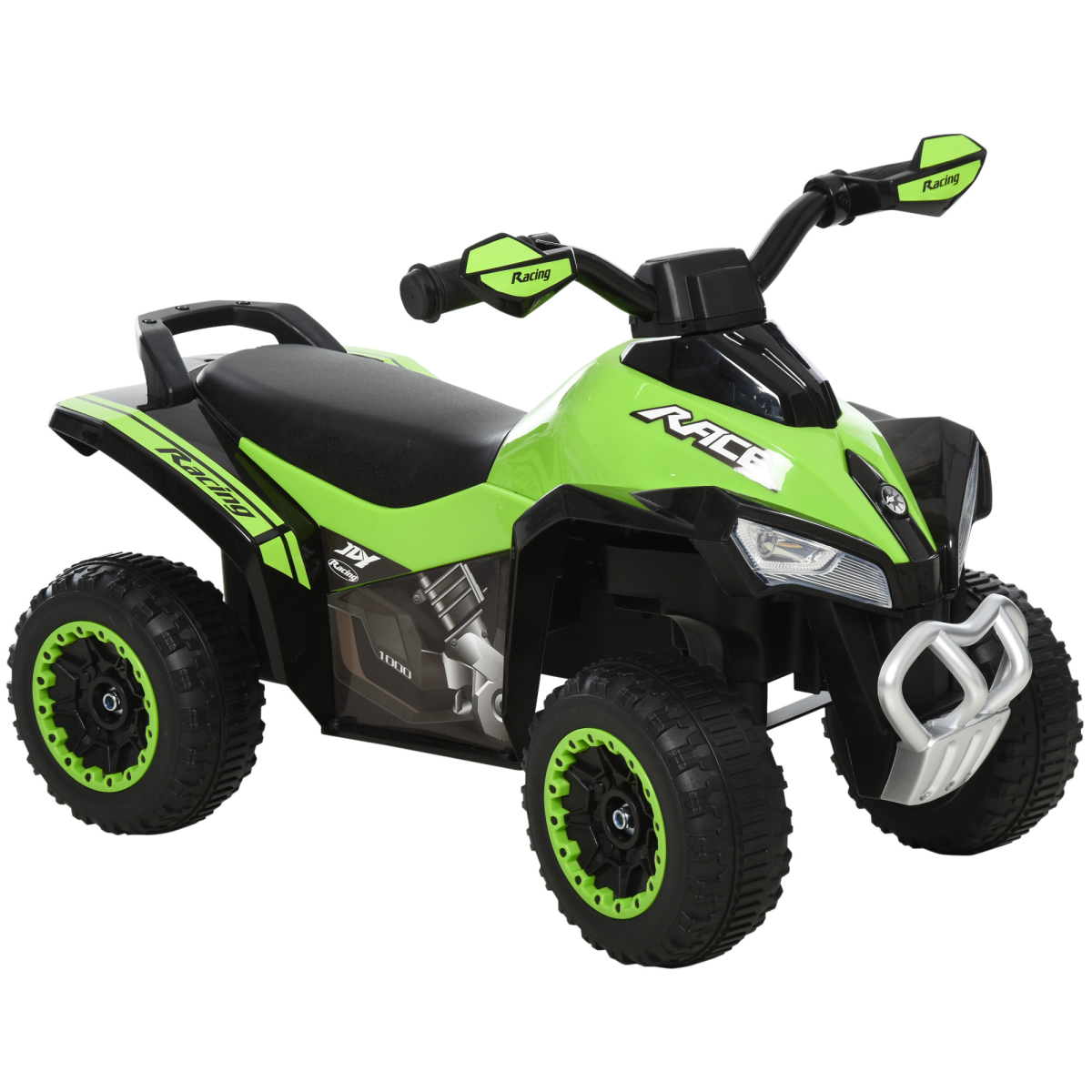 HOMCOM FunZone 4 Wheel Quad toddler ride-on car, foot-to-floor design, bright colors, perfect for indoor or outdoor play.