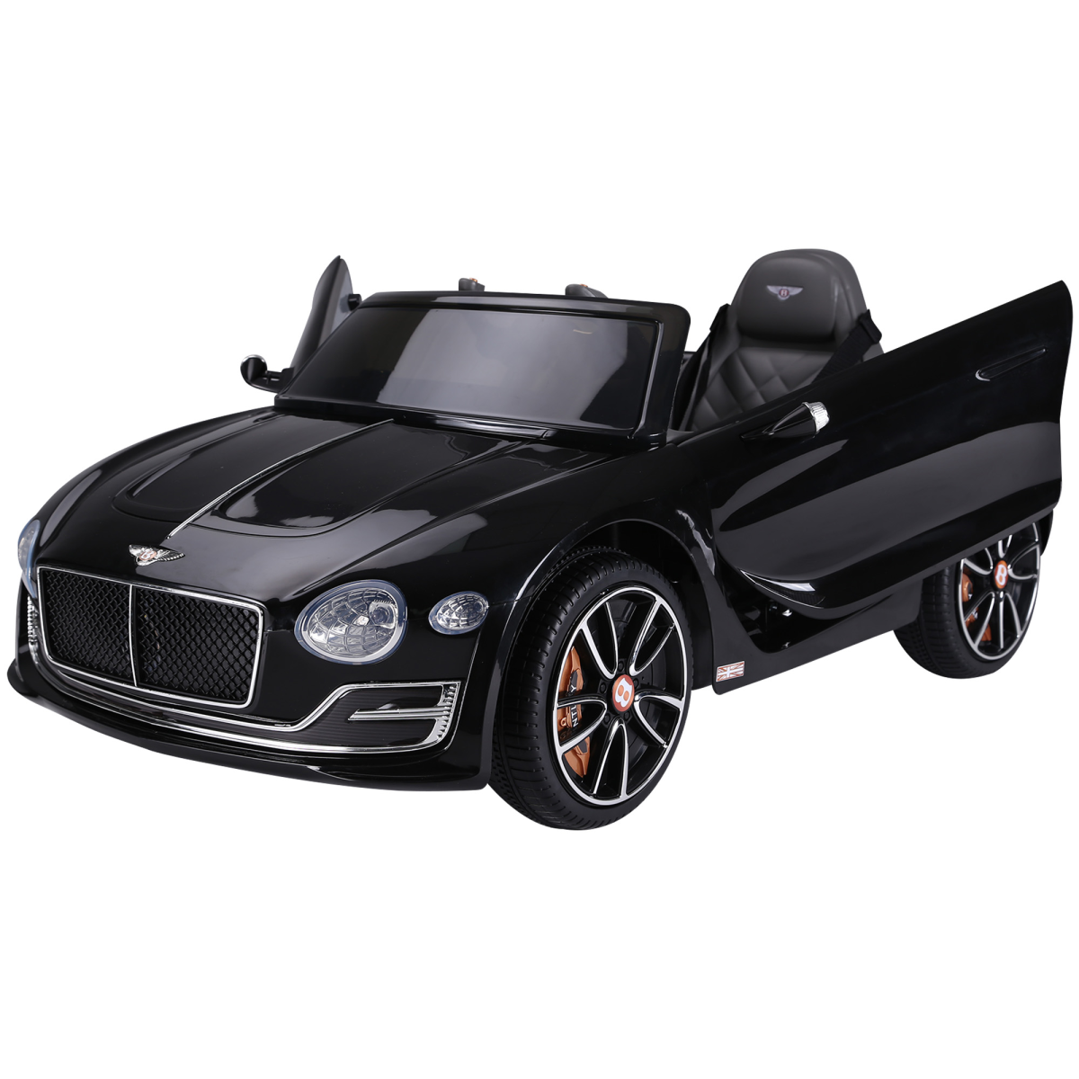 Black HOMCOM Electric Ride-on Car with LED lights, music features, and parental remote control for kids.