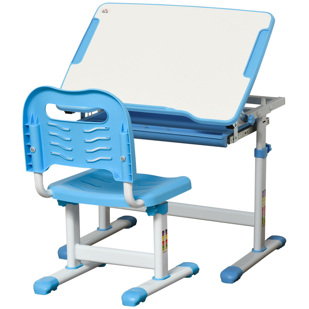 Kids Desk and Chair Set Adjustable Tiltable with Drawer Pen Slot Hook