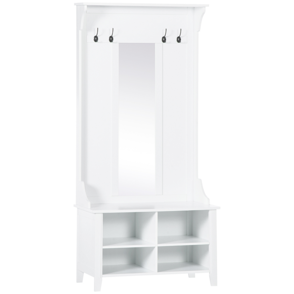 Mirror Cabinet Entryway Organizer - 80Lx40Wx170H cm - White