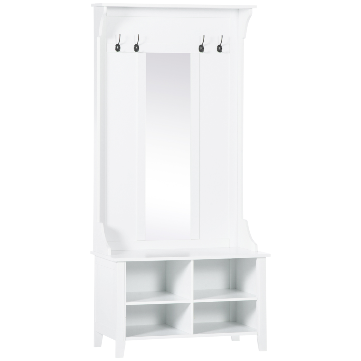 Mirror Cabinet Entryway Organizer - 80Lx40Wx170H cm - White