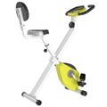 Foldable HOMCOM magnetic resistance exercise bike with adjustable seat and LCD display in yellow color.