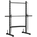 Adjustable squat rack with pull-up bar and barbell bar from HOMCOM, designed for home gym workouts.