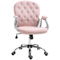 Luxury pink velour ergonomic office chair with diamond tufting and 360° swivel feature from HomeCraft.