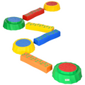Eight-piece kids stepping stones with non-slip surface and bottom, featuring bright colors for outdoor play from Outsunny.