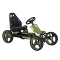 Green FunZone pedal go-kart with hand brake and adjustable seat, designed for children ages 3-6 in a racing style.