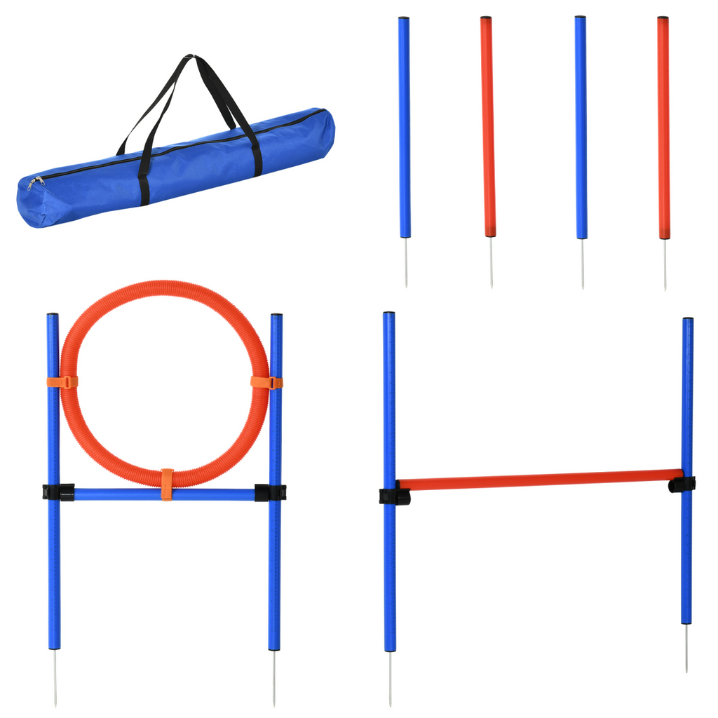 Pawhut dog agility set featuring jump hoop, poles, and tunnel for training and obedience play.