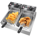 [Replace old code: 52344960] EH82 2500W 220-240V 12.7QT/12L Stainless Steel Double Cylinder Electric Fryer UK Plug