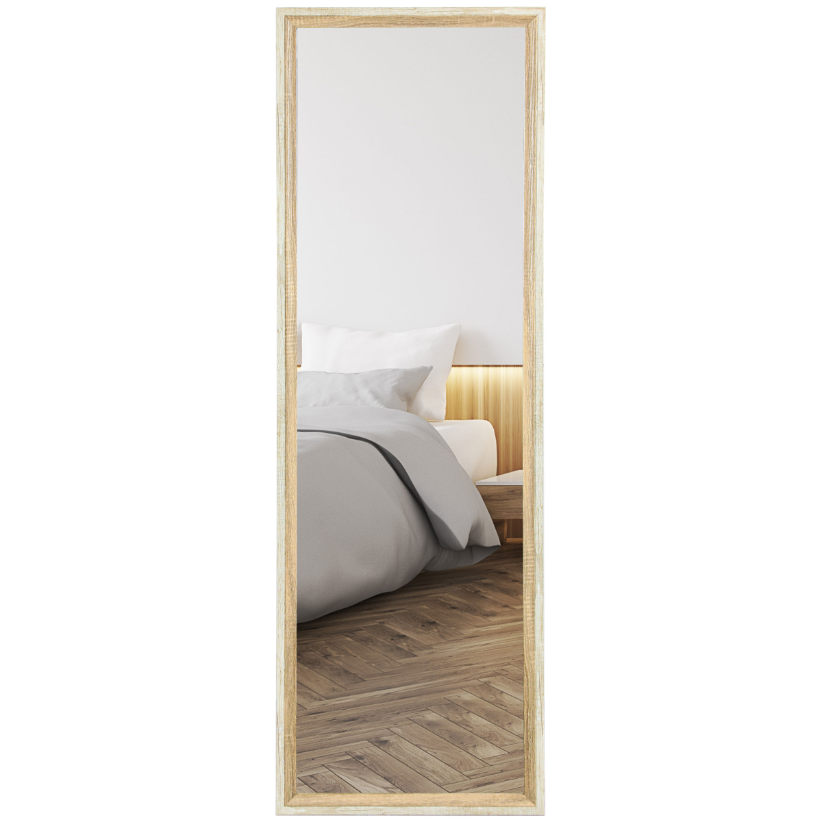 Full Length Mirror Oak Frame - 163x53cm - Standing Leaning Wall Mount