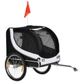 Pawhut black pet bicycle trailer for dogs and cats, water-resistant steel design for travel and outdoor use.